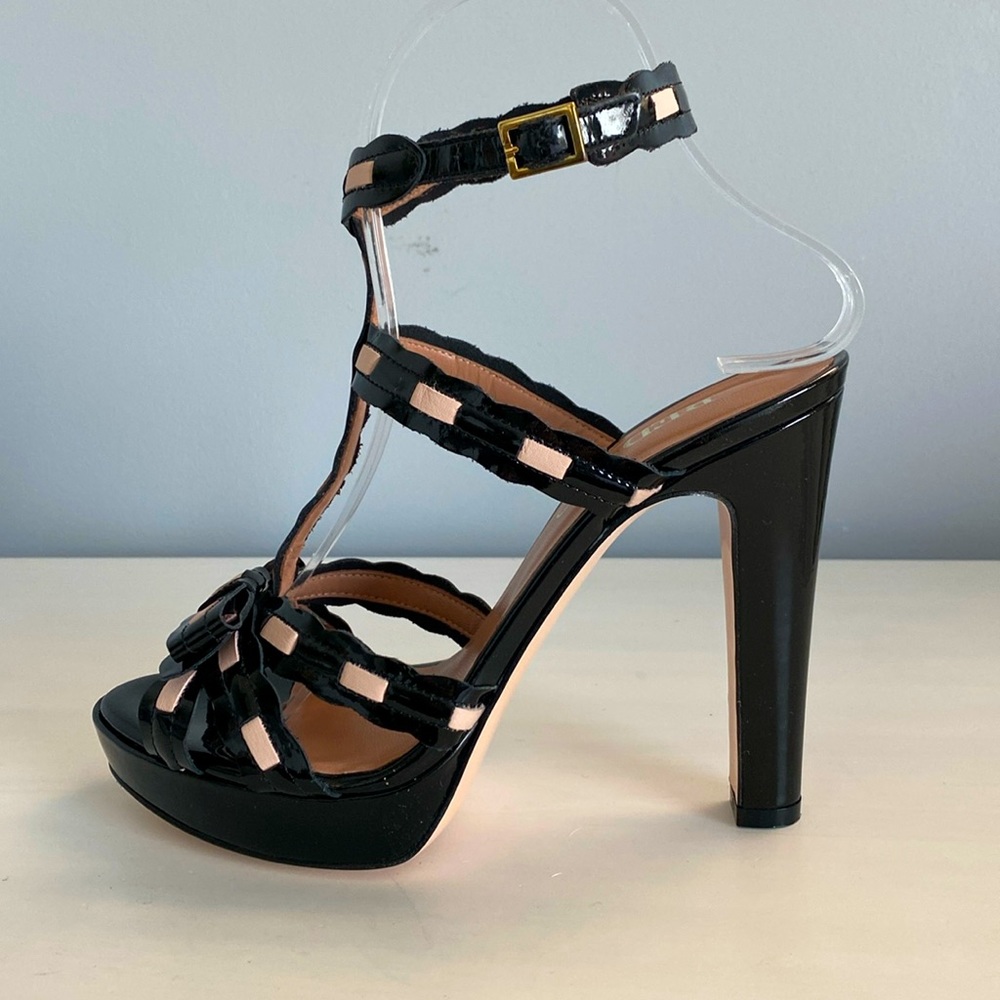 RED Valentino Patent Leather Black & Tan Strappy Heels EUR 37 Brand New
